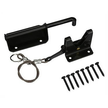Heavy Duty Gravity Latch with Cable | for Wood Fences | Pad-Lockable Perfect for Drive Gates | Sturdy Design | Zinc-Plated Steel | Black