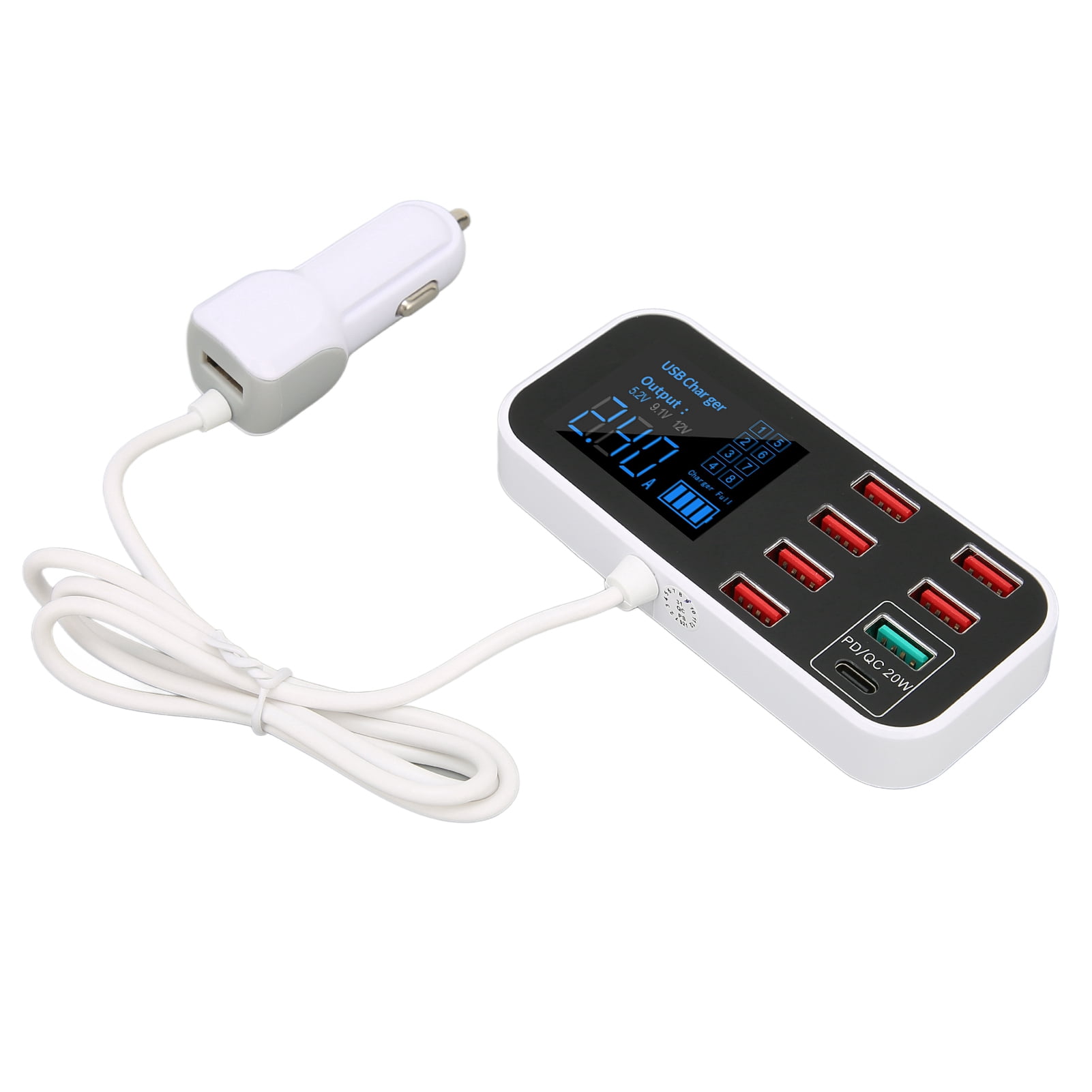Port USB Car Charger,A9S+ 8 Port Car Car Charger Adapter Port USB Charger Enhanced Durability