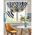 thumbnail image 3 of Waterfall Valances for Windows, Navy Ripple Kitchen Sheer Valance Curtains, Yellow Anchor Navy White Waves Aesthetics Rod Pocket Elegant Swag Valances for Living Room Bedroom, 47.2"x38.5", 1 Panel, 3 of 8