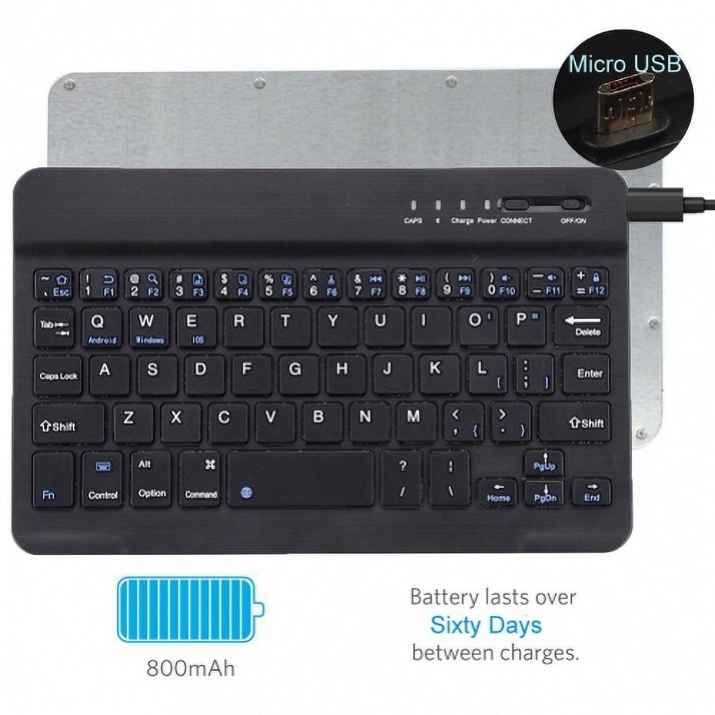 Ultra Slim Wireless Keyboard Rechargeable Portable Compact K1Z for Lenovo Moto Tab (10.1) - LG G5, K40 K7 K10, V20, G6, Q6, V30, K30, G Pad X8.3 F 8.0, V50 ThinQ 5G, V40 ThinQ, V35 ThinQ - image 3 of 6