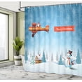 thumbnail image 5 of Ambesonne Christmas Shower Curtain, Santa Plane Snowman, 69"Wx75"L, Blue Orange, 5 of 5