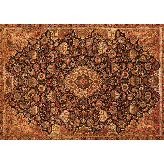Ahgly Company Indoor Rectangle Medallion Orange Traditional Area Rugs, 2' x 4'