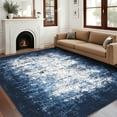 thumbnail image 2 of Hasoo Washable Area Rug Modern Border Abstract Rug for Living Room Indoor Non-Slip Carpet, 9' x 12' Navy, 2 of 6