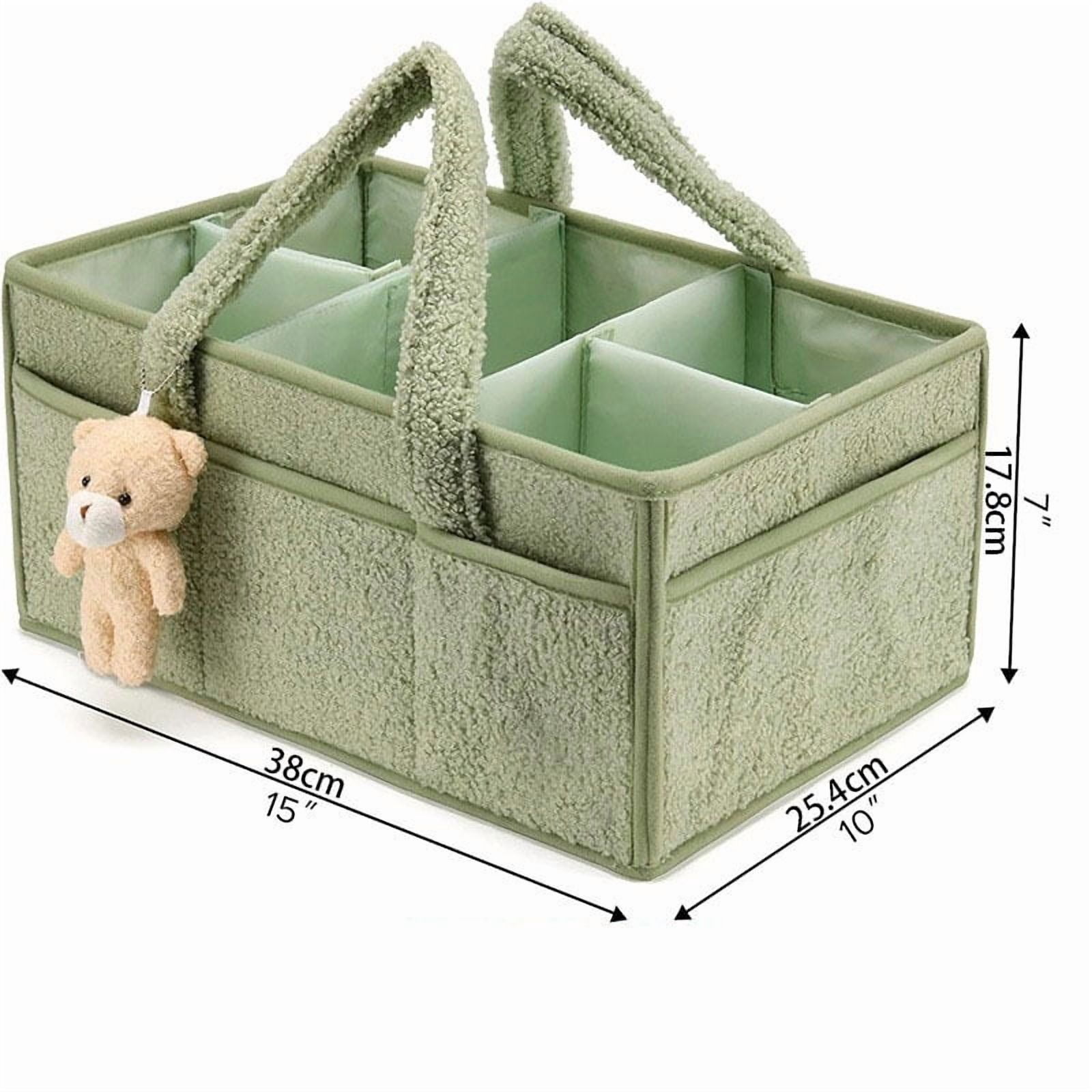 Baby Diaper Caddy Organizer for Changing Table Baby Storage Basket for Diapers and Baby Wipes Gift for Baby Shower  Nursery Diaper Organizer (Green)