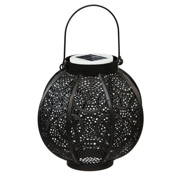 Evergreen Light-n-Motion Solar Metal Lantern, 7.5'' x 7.9'' x 7.5'' inches.