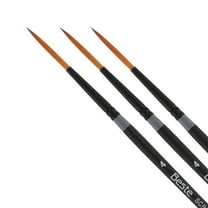 Creative Mark Beste Golden Taklon Script Liner #4 - 3 Pack Artist Paint Brush, Professional Watercolor Brushes, For Acrylic Painting, Short Handle, Sharp Edges, Hand-Tied & Shaped