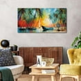 thumbnail image 4 of AVOI Abstract Coastal Canvas Wall Art Sunset Ocean Beach Wall Decor Blue Boats Palm Trees Pictures Nautical Bathroom Decor Nature Seascape Painting Artwork for Bedroom Home Unframe: 10x8inch(25x20cm), 4 of 5