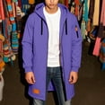 thumbnail image 7 of Mens Trench Coat Hoodie Long Jacket Full Zip Winter Business Overcoat Flannel Fleece Tunic Sweatshirt with Pockets, 7 of 7