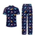 thumbnail image 6 of TSOVTHRID Shark Bubble Print Pajama Set for Women Notch Collar Soft Loungewear With Elastic Waist Long Pants Women Nightwear Set, Size S, 6 of 7