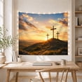 thumbnail image 5 of Cross Silhouettes on a Hill Beneath a Golden Sunset, Inspirational Vintage Style for Art Lovers, Sunset Wall Art, Easter Gift, Tapestry Wall Hanging for Bedroom and Living Room, 5 of 7