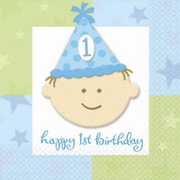 Happy 1st Birthday Boy Small Napkins (16ct)