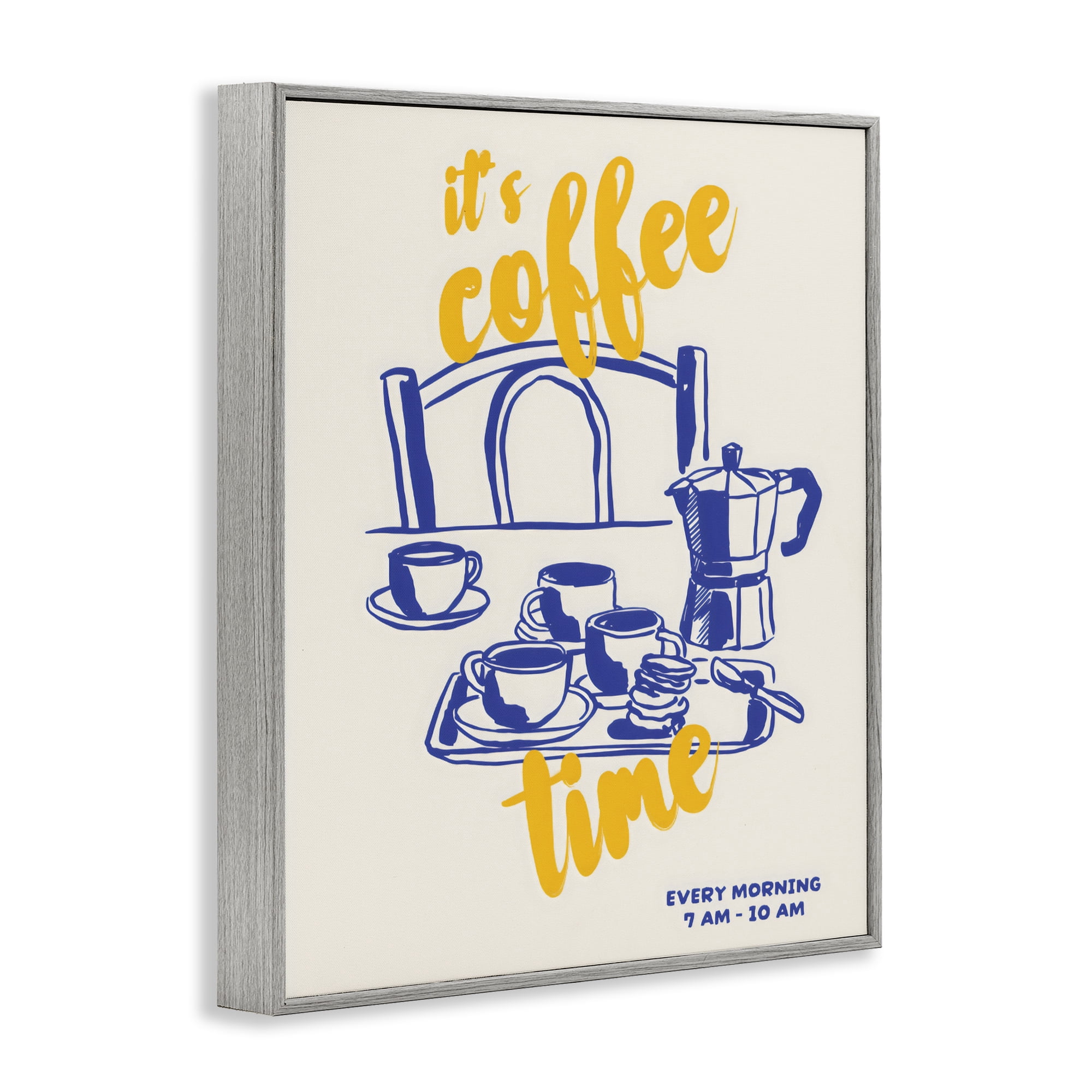 Stupell Industries It's Coffee Time Breakfast Ritual Gray Framed Giclee Art, design by The Prints Vibe