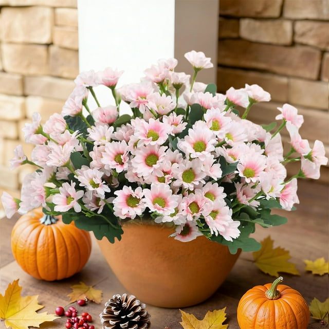 CaiYueKe Artificial Chamomile Flowers Outdoor Decoration - Fake Plastic Bouquet for Wedding Party Home Garden Floral Arrangements, Silk Bridal Bouquet for Ceremony Centerpieces and Home Decor
