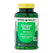 Spring Valley Ginger Root Dietary Supplement Capsules for Digestive Health, 550 mg, 100 Count