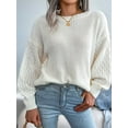 thumbnail image 5 of Women'S Winter Pullover Sweater Casual Long Sleeve Crewneck Loose Chunky Knit Jumper Tops Blouse White S, 5 of 9