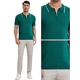 thumbnail image 4 of DARING DIVA Men's Formal Short Sleeved Zipper Slim Fit Classic Polo Shirts S Green, 4 of 5
