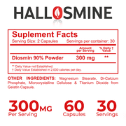 Hallosmine Diosmin Circulation & Vein Support for Swelling & Heavy Legs, Lymphatic Drainage, Blood Flow, Vascular Health, 60 Capsules
