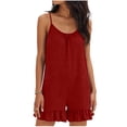 thumbnail image 2 of Purcolt Womens One Piece Jumpsuit Summer Casual Spaghetti Strap Sleeveless Shorts Outfits Comfortable Loose Fit Loungewear with Ruffled Hem, 2 of 7