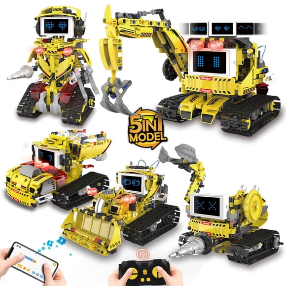 Suplanet 5-in-1 Programmable Robot Building Block Set for Kids Age 6 7 8 9 10 11 12-14, with APP or Remote Control & LED Display Screen, STEM Educati