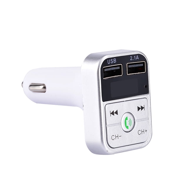 Kit de coche Bluetooth 5.0 Transmisor FM inalámbrico manos libres Cargador USB dual Tarjeta LCD TF Reproductor de MP3 para coche, Plata kenally DZ4367-02B