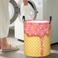 thumbnail image 6 of Uemuo Pink Ice Cream Pattern Circular Laundry Hamper Basket with handles,Collapsible laundry basket,Large capacity laundry hamper,Laundry Organizer-Small, 6 of 8