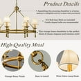 thumbnail image 4 of Antique Brass Classic Ring 47'' Chandelier 9-Light Large Pendant Fixture with White Shades for Elegant Interior Lighting, 4 of 11