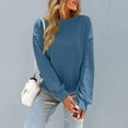 thumbnail image 5 of VISALY Pullover Crewneck Sweatshirt Tunic Sweatshirt Casual Oversized Sweatshirt Long Sleeve Preppy Sweatshirts Fall Pullover Sweaters Comfy Tops Winter Sweatshirts Basic Sweatshirt Navy L, 5 of 6