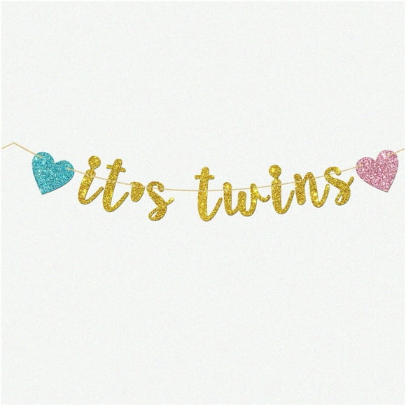 Twinkle Twins : Guirlande de Baby Shower Scintillante Dorée pour Révélation de Genre et Célébrations Twin - Décorations et Fournitures Uniques