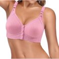 thumbnail image 2 of GERsome Front Closure Bras for Women Wireless Snap Comfort Full Coverage Seamless Supportive Bralettes Pink 2XL, 2 of 6