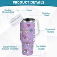 thumbnail image 4 of 30 oz Tumbler With Handle Stainless Steel Insulated Tumbler With Lid for Car Cup Holder Cat Face and Rainbows Pattern, 4 of 9