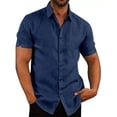 thumbnail image 1 of Camisa Cuello Para Hombre Lino Camisa Casual De Manga Corta, 1 of 6
