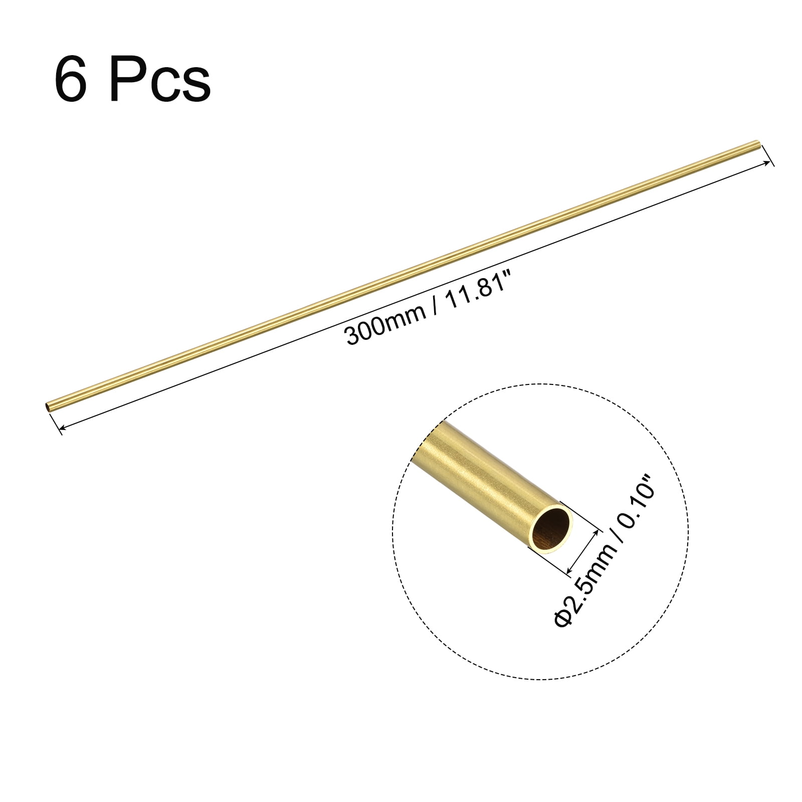 Unique Bargains High Quality Brass Metal Tubing Seamless Straight Pipe Tubes 2.5mm x 0.25mm x 300mm