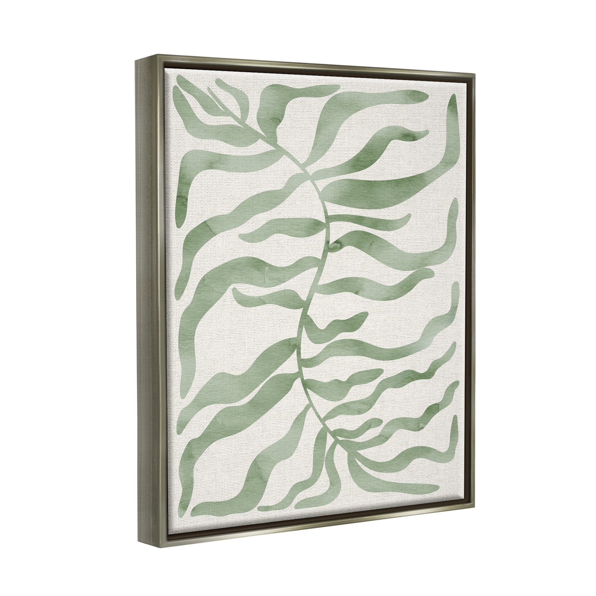 Stupell Industries Boho Plant Leaves Botanical & Floral Painting Gray Floater Framed Art Print Wall Art, 17 x 21