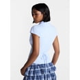 thumbnail image 3 of No Boundaries Knit Ruched Collared Shirt, Women's XXS-XXL, 3 of 5