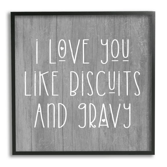 Stupell Industries Biscuits & Gravy Romantic Southern Country Phrase Graphic Art Black Framed Art Print Wall Art, Design by Daphne Polselli