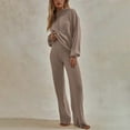 thumbnail image 2 of ShomPort Women's Two Piece Outfits Long Sleeve Knit Pullover Hoodies and Wide Leg Pants Lounge Sets, 2 of 5
