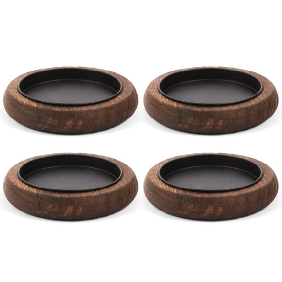 4 Pieces Wooden Pillar Candles Tray Round Candle Plate Holder Small Wood Candle Pedestal Stand Candle Holder Decor for Table Centerpiece accessories
