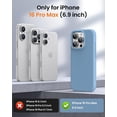 thumbnail image 3 of KOMI Designed for iPhone 16 Pro Max Case,Shockproof Liquid Silicone Protective Phone Case with Soft Anti-Scratch Microfiber Lining Ultra Slim Drop Protection Phone Cover 6.9 inch Cornflower, 3 of 5