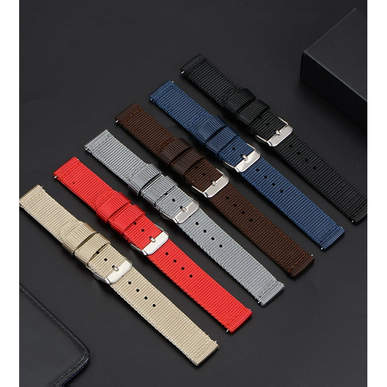 Orange Nylon Watch Band 20mm Width Durable Nylon Strap with Silver