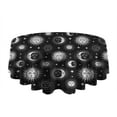 thumbnail image 5 of Black White Sun Moon Face Star Pattern Round Tablecloth 60"x60",Wrinkle Wipeable Table Cloth for Kitchen Dining Room Picnic Patio Party, 5 of 6