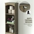 thumbnail image 5 of Farmhouse Narrow Bathroom Storage Cabinet with Recessed Drawer, Tall Slim Storage Cabinet with Barn Door, Weathered Gray Oak, 5 of 9