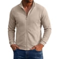 thumbnail image 2 of Mens Full Zip Cardigan Sweater Stand Collar Regular Fit Knit Sweaters, 2 of 6