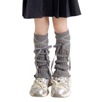Kids Leg Warmers Knitted Leg Warmers Loose Socks Knee High Leg Warmers for Girls,Color:3 Light Gray Size:One Size