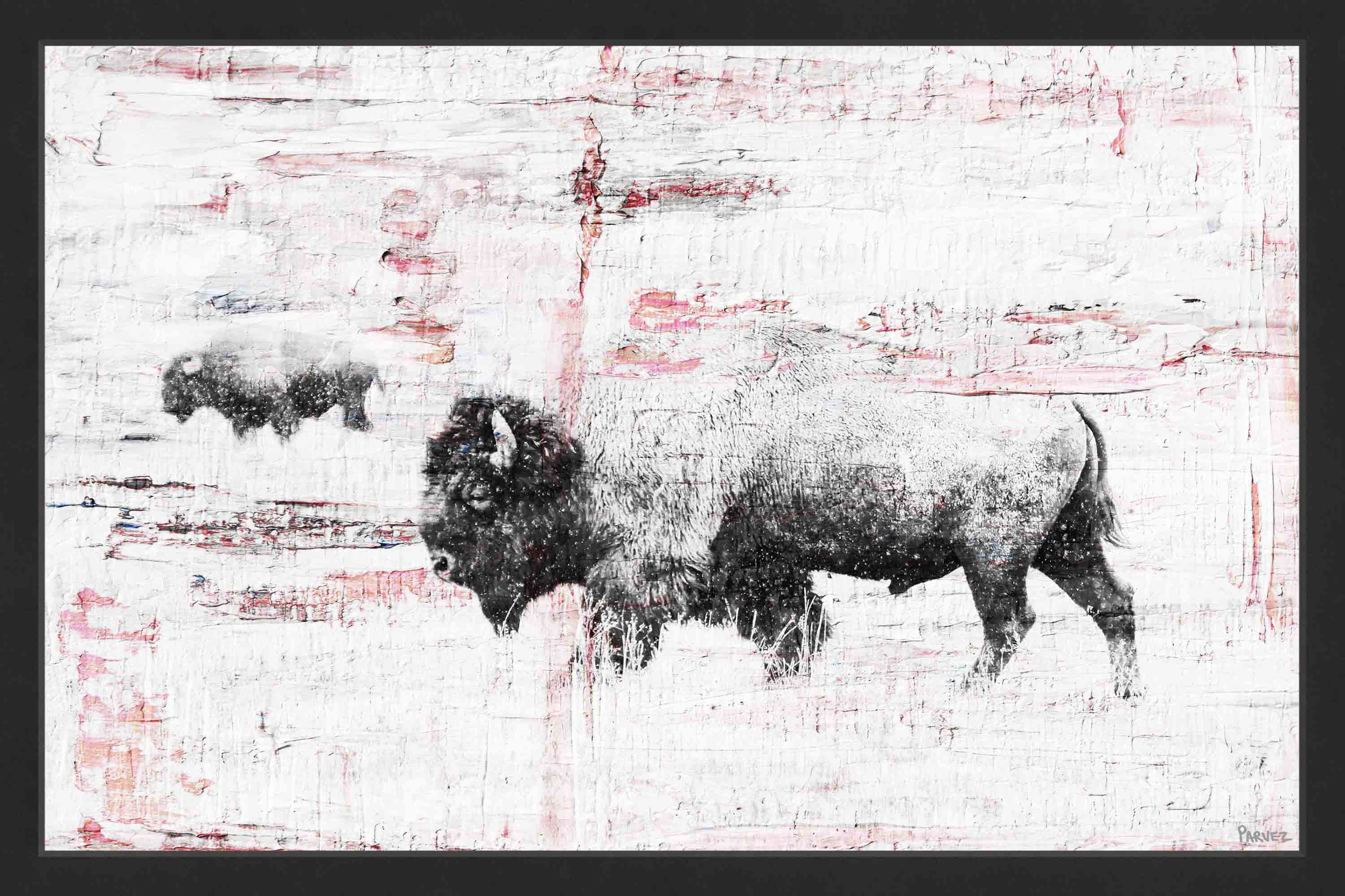 "Buffalo Walking" Framed Painting Print