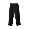 thumbnail image 6 of XUNKUSGA Two Piece Sets for Women Soild Color Soft Cotton Linen U Neck Top and Button Up Wide Leg Long Pants Matching Sets Women Clothing with Pockets,Black,XL, 6 of 10