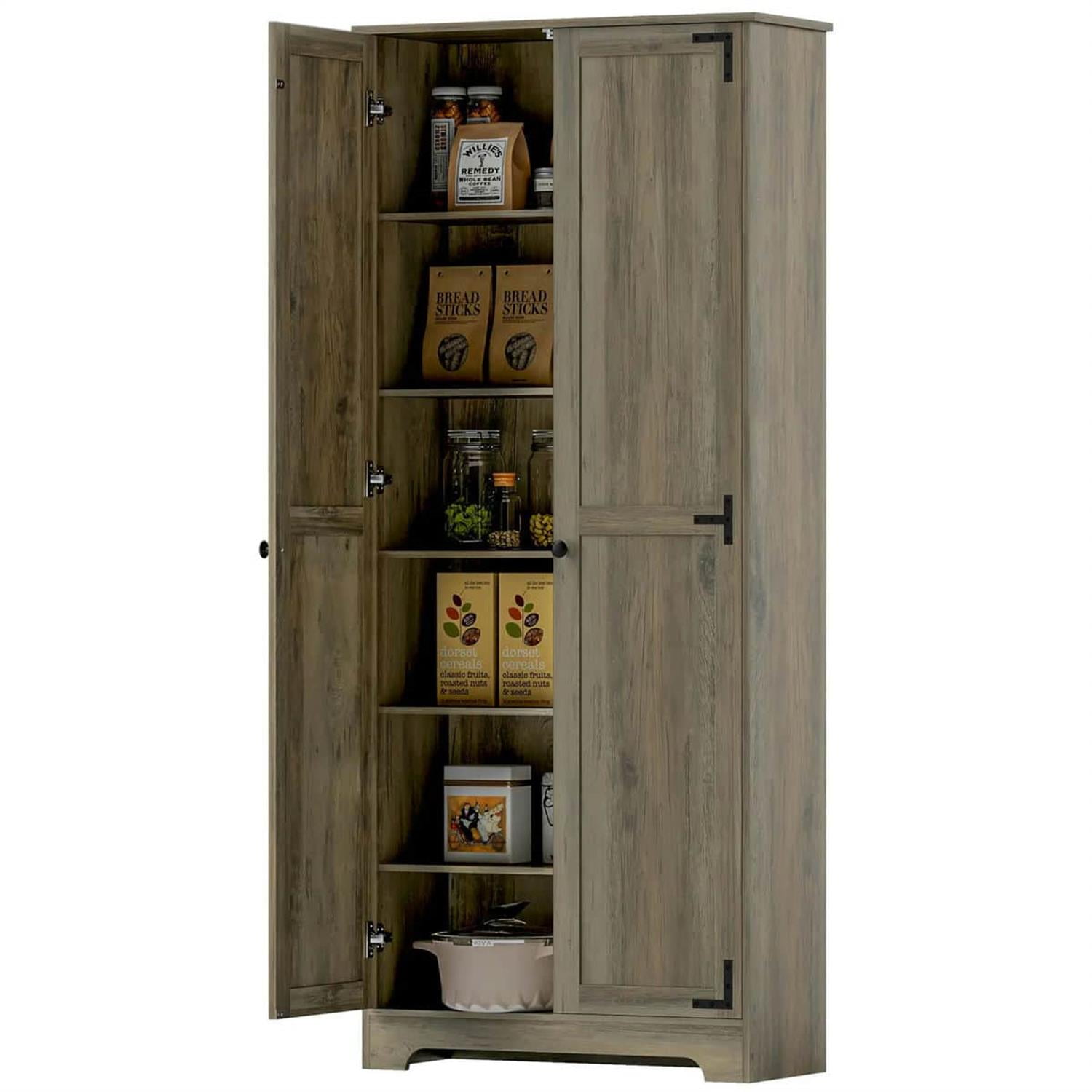 Demi Bonn 71" Large Kitchen Pantry Cabinet, Freestanding Storage with 6 Adjustable Shelves for Home Organization, Gray