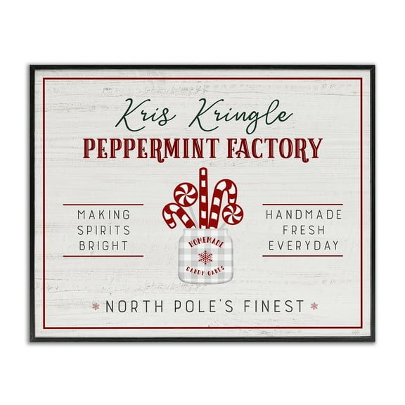 Stupell Industries Holiday Peppermint Factory Holiday Painting Black Framed Art Prints Wall Art, 14 x 11