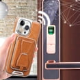 thumbnail image 4 of Symmetry Funda de cuero de lujo para teléfono con cinta magnética extraíble, funda de cuero para teléfono con tarjetero, funda de carga magnética inalámbrica para iPhone 15 14 13 12 Pro Max (gris, par, 4 of 6