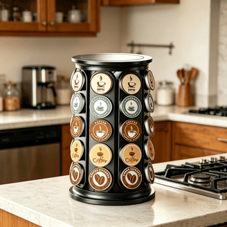 7Penn Coffee Syrup Organizer, Bamboo Turntable for 7 Bottles