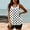 White, variant on Women's Modest Swimdress Two Piece Set Strappy Back Print Swimsuits with Removable Padded Bra High Waist Shorts for Beach Pool Summer